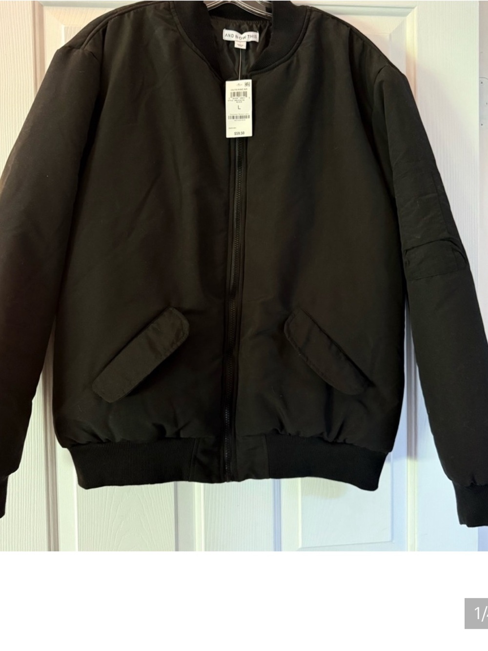 AND NOW THIS Black Bomber Jacket for Men